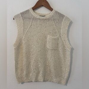 ATM Collection Anthony Thomas Melillo Sequin Wool
Alpaca Sweater Vest Cream SM